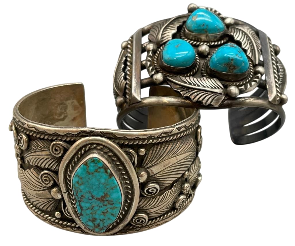 Two Sterling Silver And Turquoise Bracelets (1 of 13)