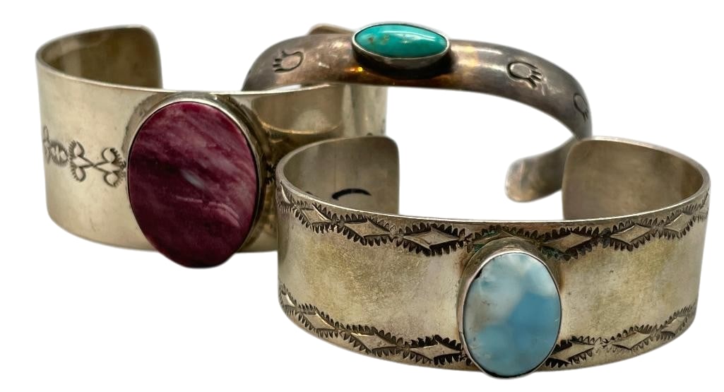 Three Sterling Silver Bracelets With Various Settings (1 of 12)