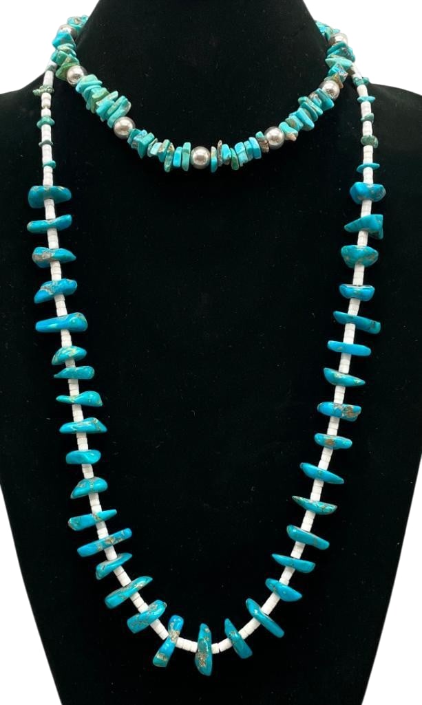 Two Turquoise Bead Necklaces With Various Accents (1 of 12)