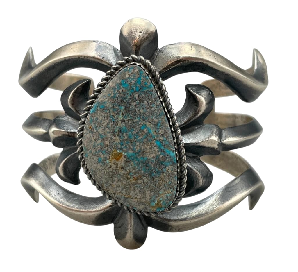 Sterling Silver And Lone Mountain Turquoise Bracelet (1 of 8)