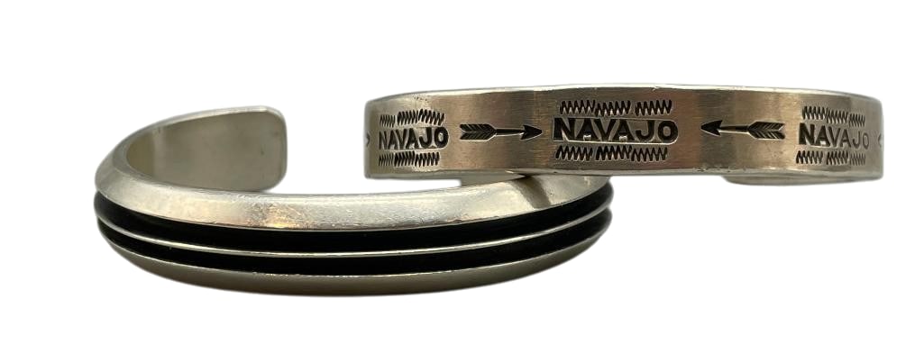 Two Sterling Silver Bracelets - Navajo (1 of 12)