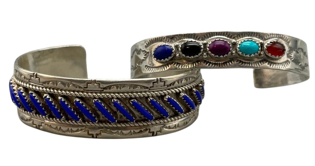 Two Sterling Silver Bracelets With Various Settings (1 of 10)