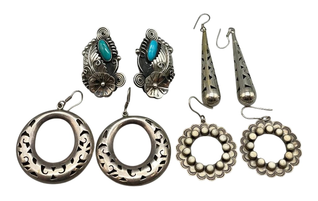Four Pairs Of Nice Sterling Silver Earrings (1 of 8)