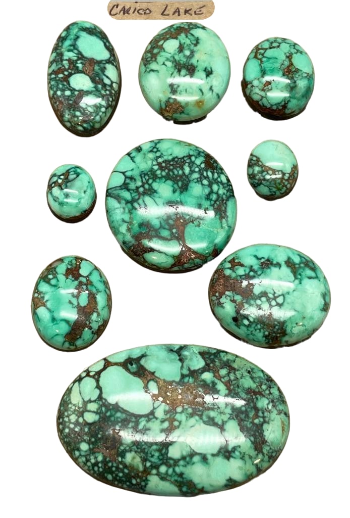 Approximately 440 Carats Of Natural Carico Lake Turquoise: Offered here for your consideration are approximately 440 carats of natural Carico Lake turquoise. This lot includes cut and polished green Carico Lake turquoise cabochons. The stones are in a variety