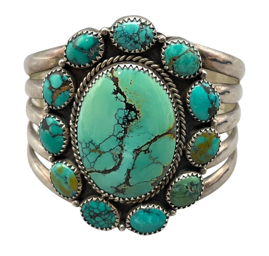 Sterling Silver And Turquoise Cluster Bracelet (1 of 10)