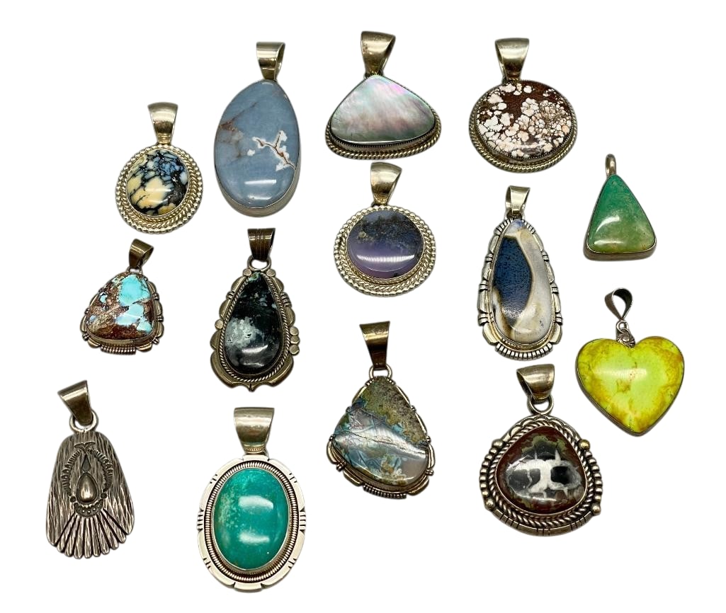 14 Sterling Silver Pendants With Various Settings (1 of 9)