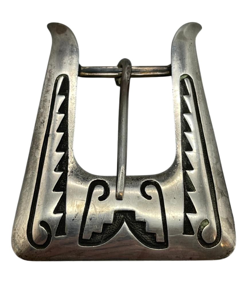 Hopi Overlay Style Sterling Silver Belt Buckle by Bernard Dawahoya (1 of 9)