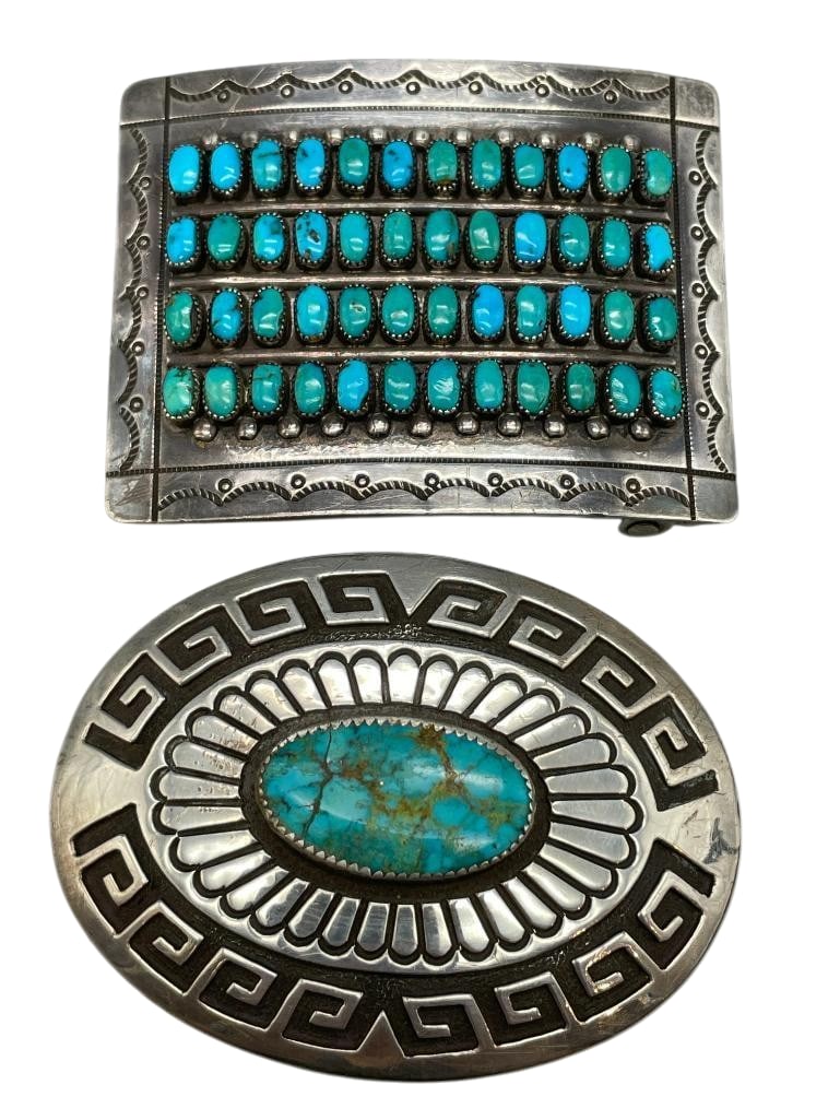 Two Sterling And Turquoise Buckles - One by Martha and Gene Jackson, One by Maryann and Felix Chavez (1 of 10)