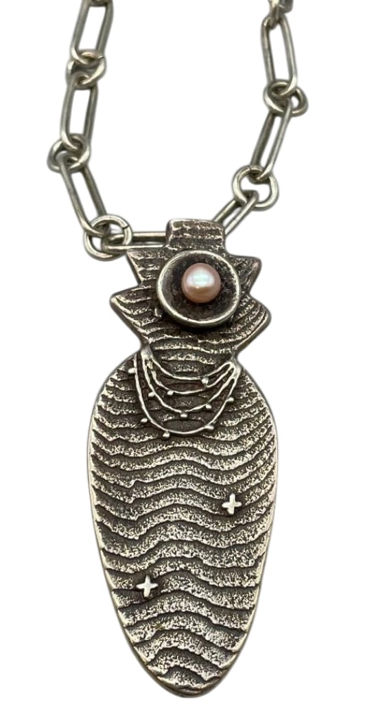 Jemez Maiden Theme Sterling Silver and Gold Cast Pendant by Glenda Lorreto (1 of 15)