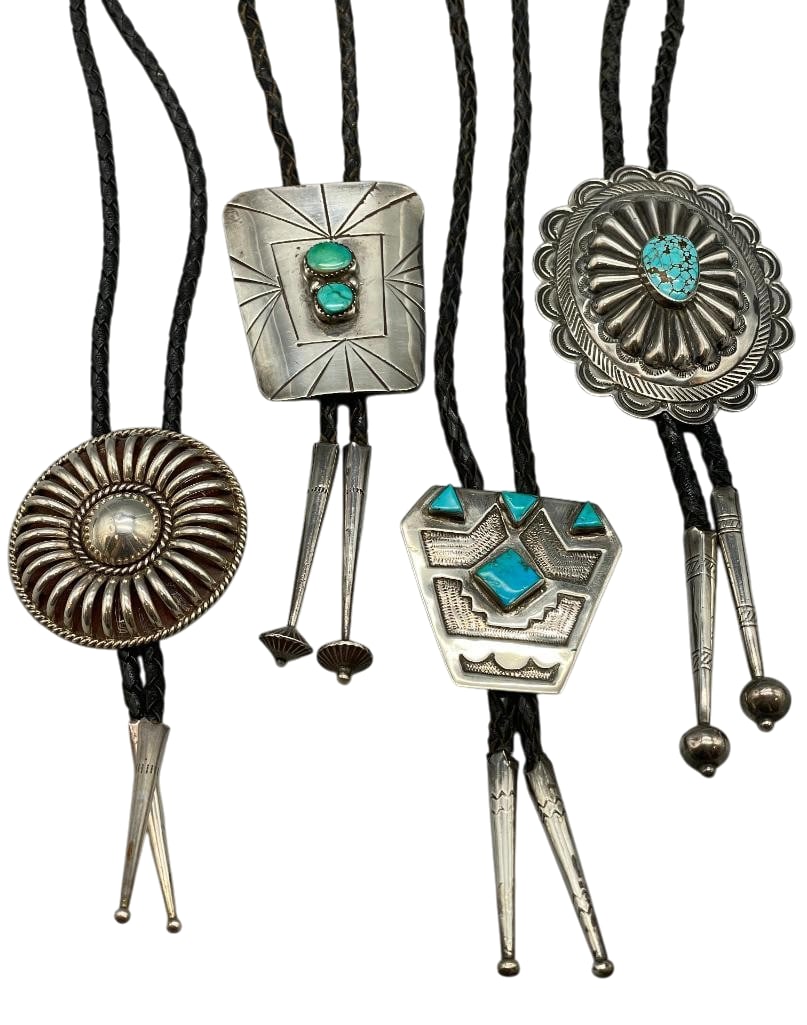 Four Sterling Silver Bolo Ties Some With Turquoise Settings (1 of 17)