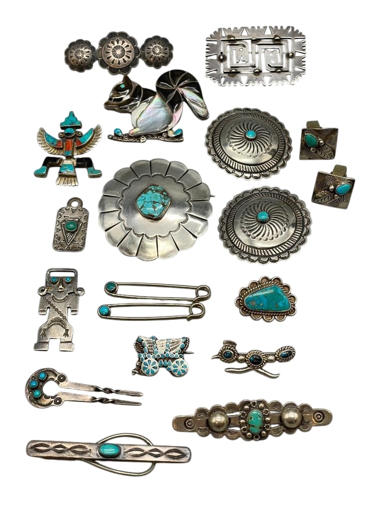 Group Of Sterling Silver Pins, Cufflinks, Fobs, Etc. (1 of 9)