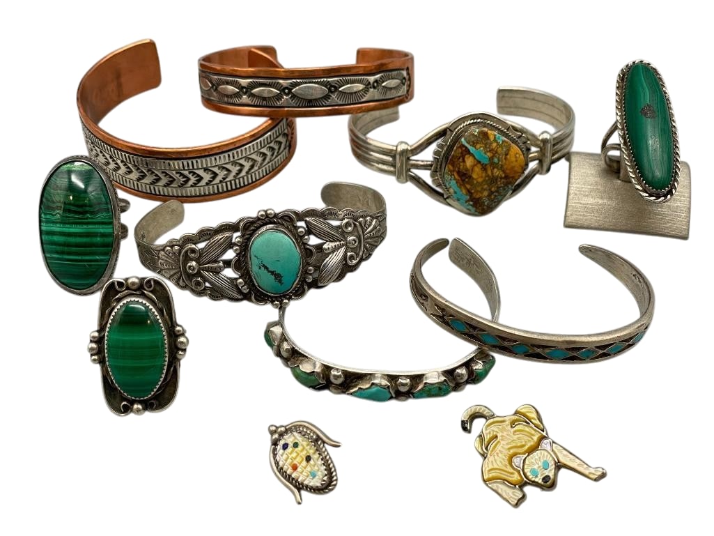 Group Of Southwestern Jewelry With Pins, Bracelets And Rings (1 of 16)