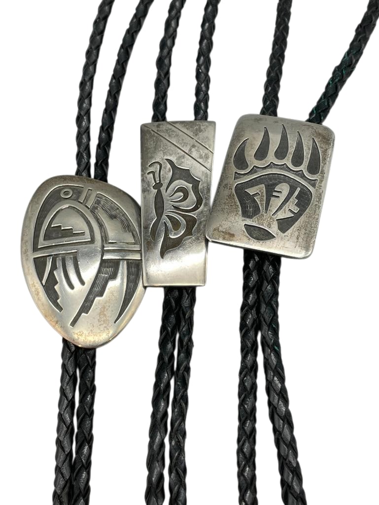 Three Sterling Silver Hopi Bolo Tie By Honyestewa, Polyquaptewa And Phillips (1 of 16)