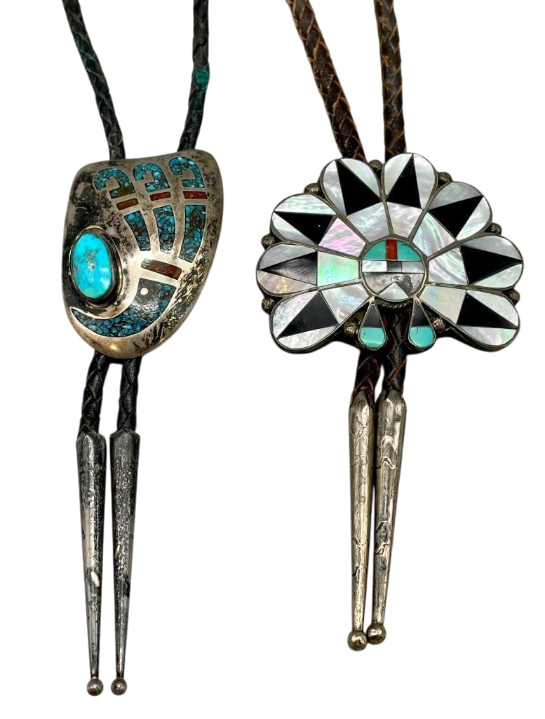 Two Sterling Silver And Multi Stone Inlay Bolo Ties (1 of 14)