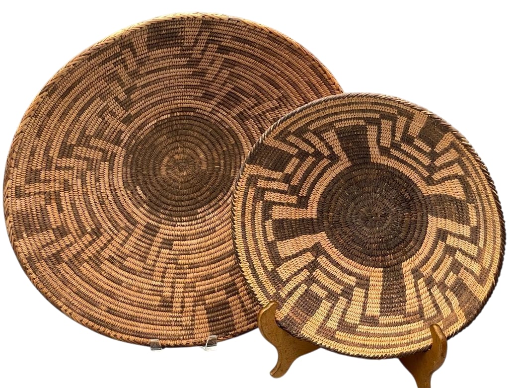 Two Antique Squash Blossom Design Pima Baskets (1 of 11)