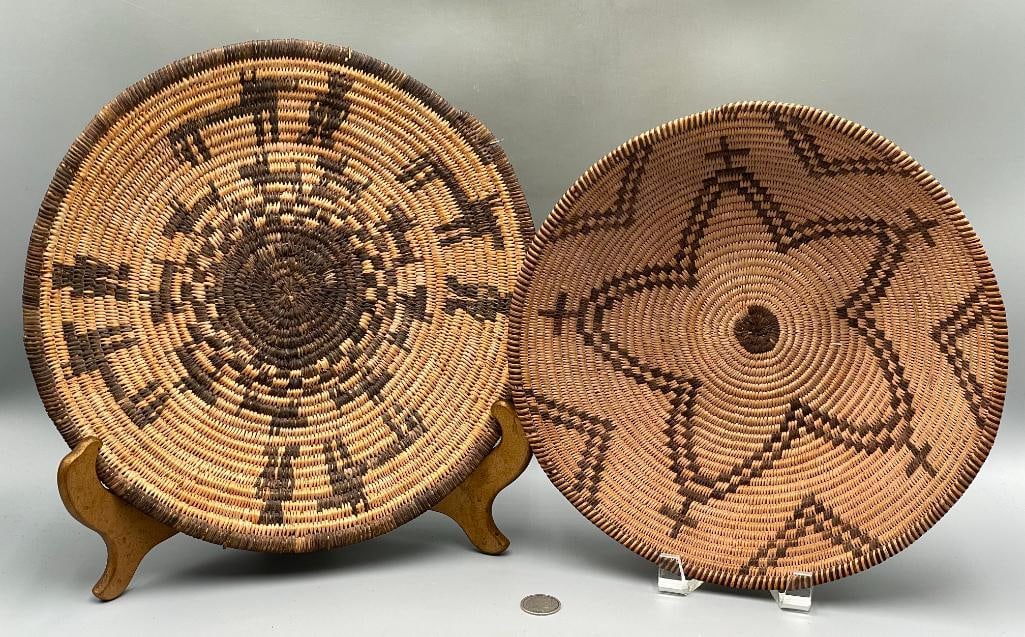 Two Antique Figural Apache Baskets - 3