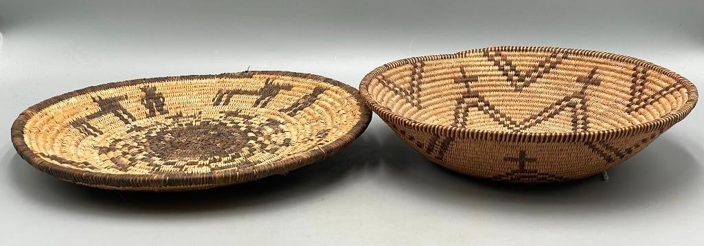 Two Antique Figural Apache Baskets - 4