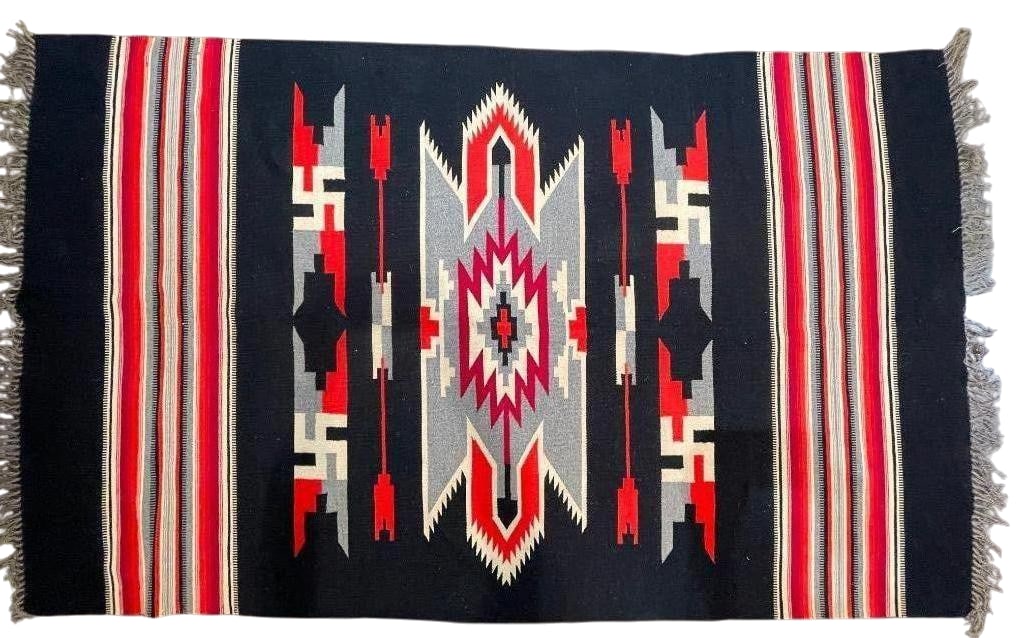 Antique Chimayo Weaving With Whirling Logs Symbols (1 of 8)