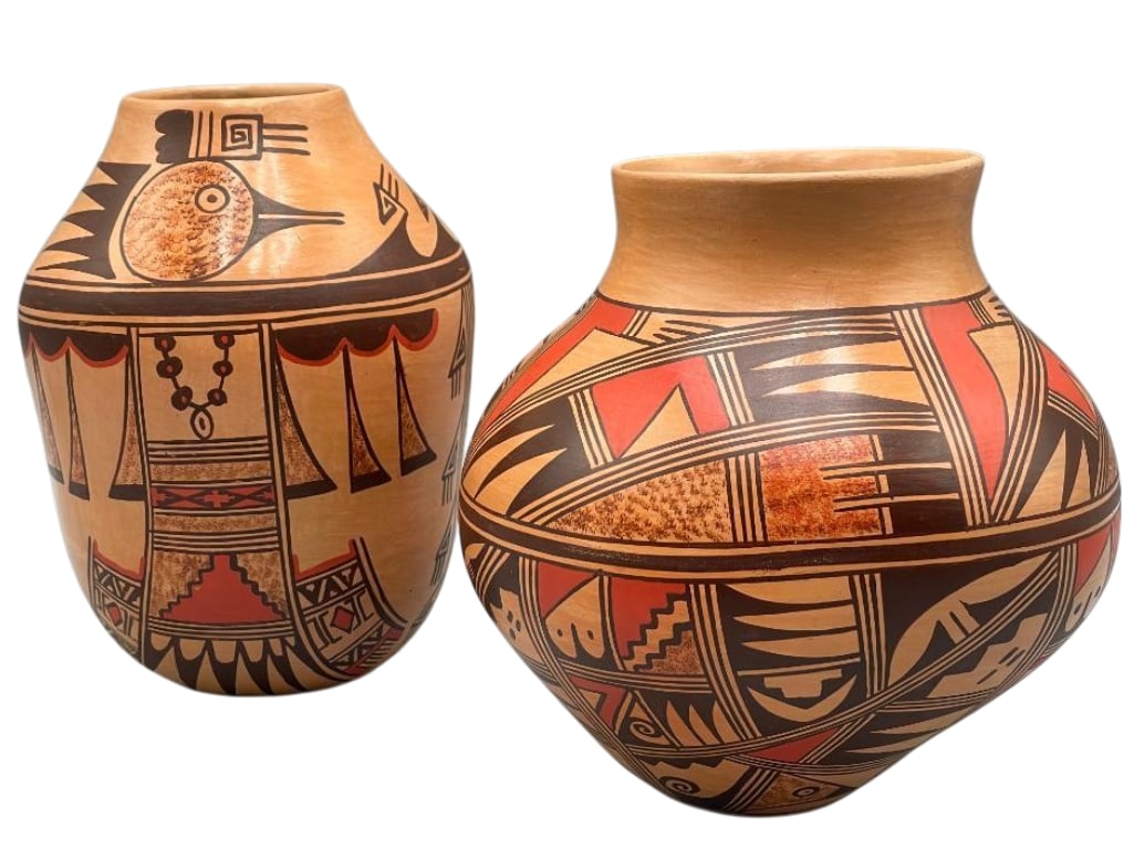 Two Hopi Polychrome Pottery Jars - One By Takala And One By Silas (1 of 9)