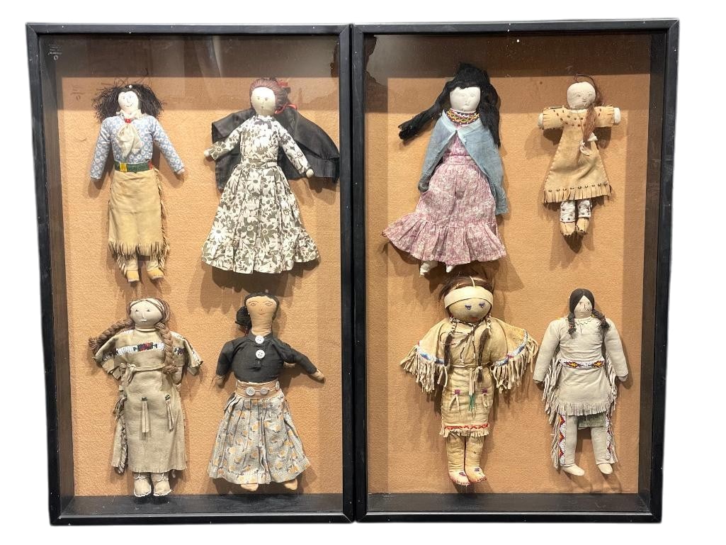 Eight Vintage Native American Dolls In Frames (1 of 13)