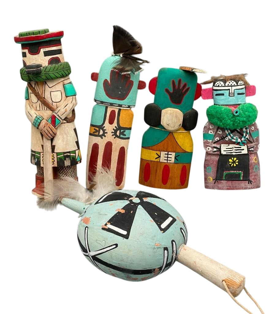 Four Hopi Flat Dolls and Hopi Rattle (1 of 10)