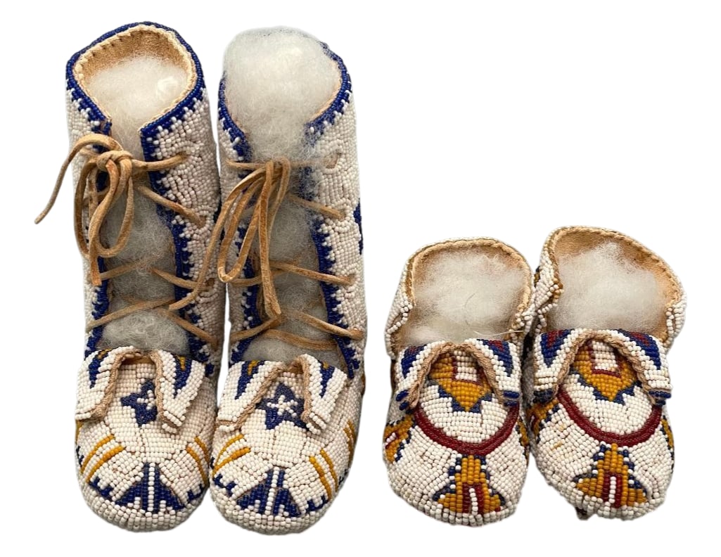 Two Pairs of Children's Fully Beaded Moccasins (1 of 9)
