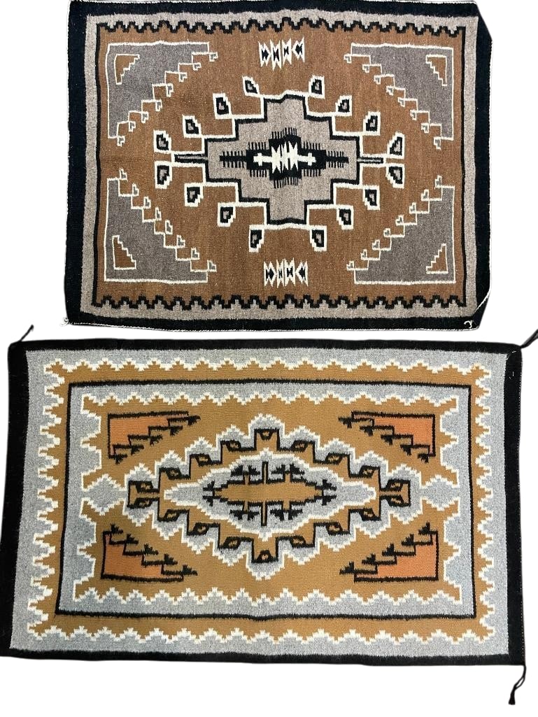 Pair of Vintage Two Grey Hills Variant Navajo Rugs (1 of 12)