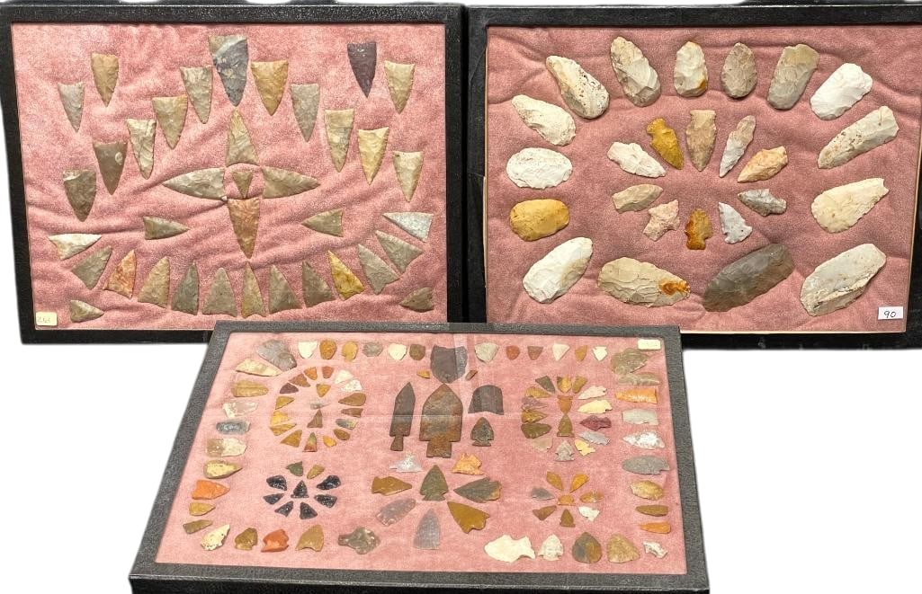 Three Large Frames With Prehistoric And Historic Stone And Metal Points, Etc. (1 of 8)