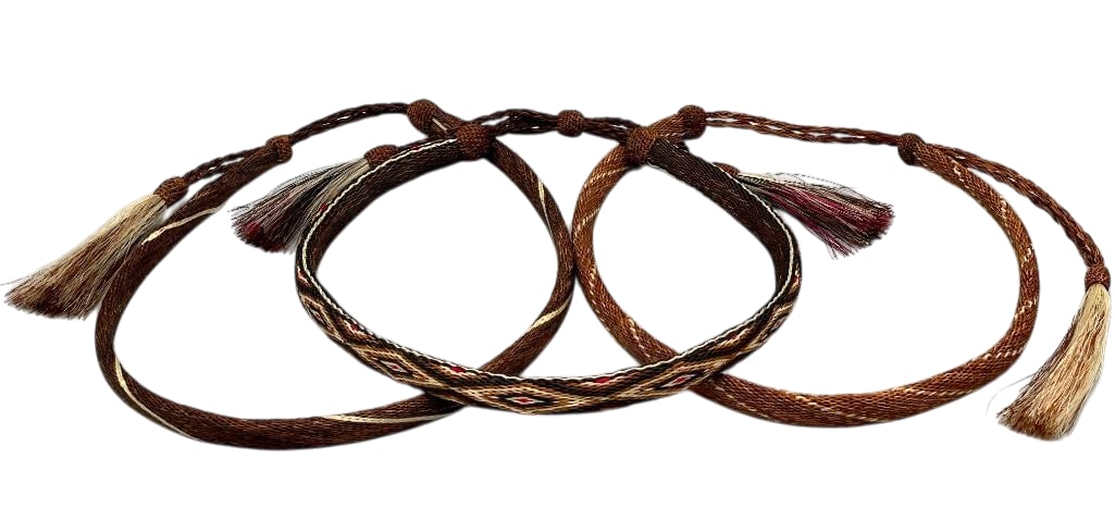 Group of Three Deer Lodge Hitched Horsehair Hatbands
