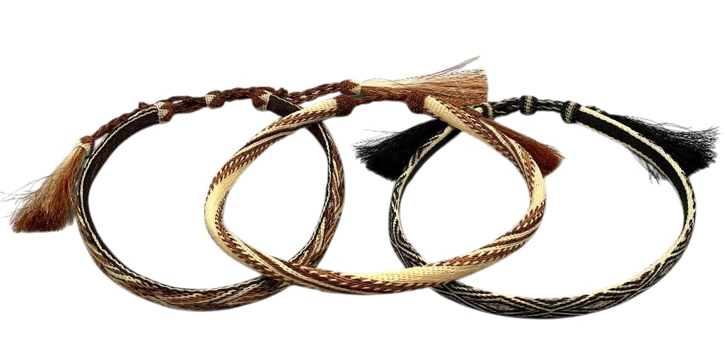 Group of Three Deer Lodge Hitched Horsehair Hatbands