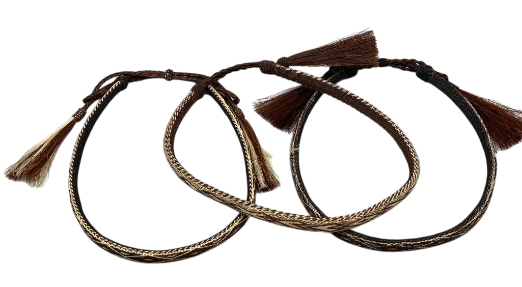 Group of Three Deer Lodge Hitched Horsehair Hat Bands