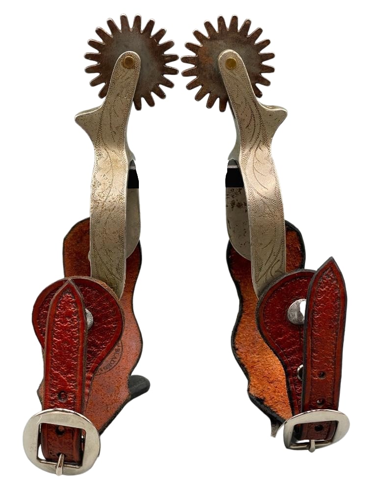 Pair of Engraved Spurs With Nice Straps - Possible Ricardos