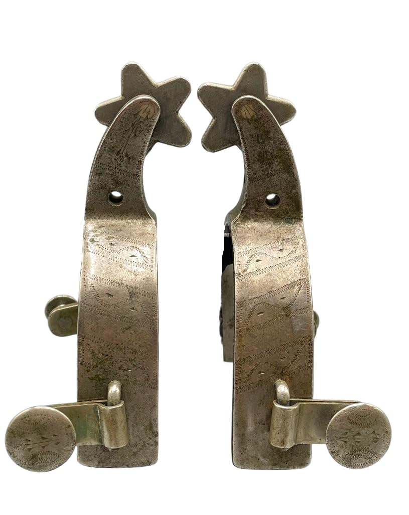 Pair of Buermann Star Marked Engraved Spurs (1 of 12)