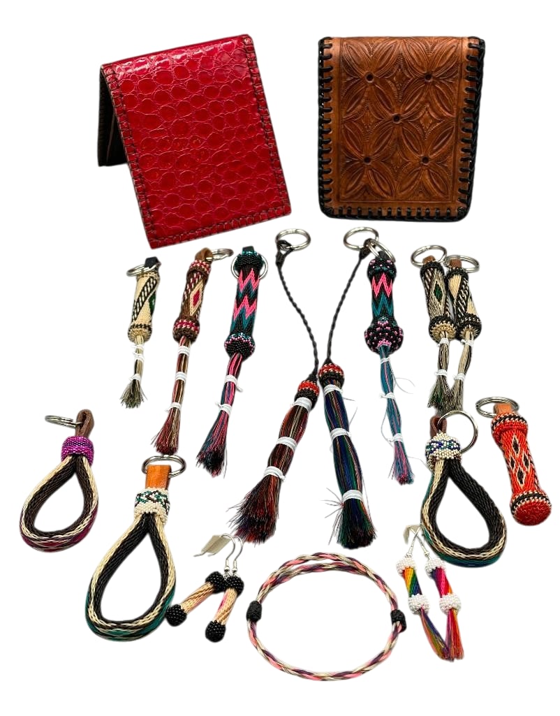 Group of Wallets With Hitched Horsehair Key Fobs, Bracelet, Earrings, Etc. (1 of 10)