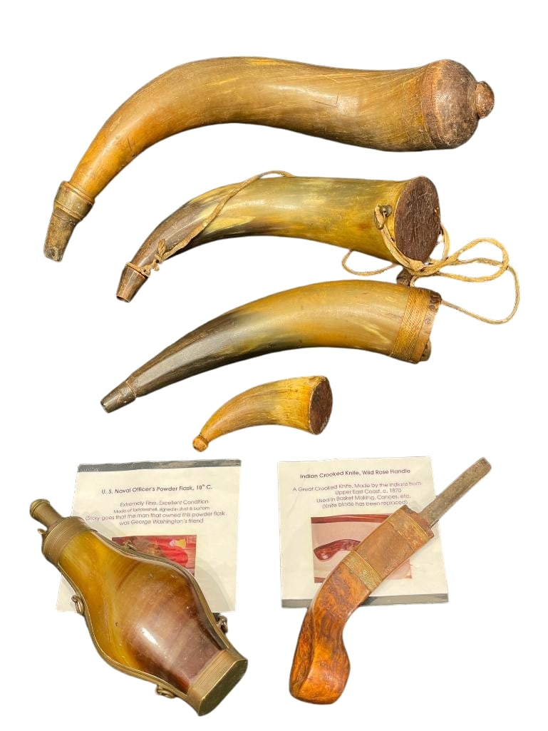 Group Of Five Powder Horns With Antique Crooked Knife (1 of 11)