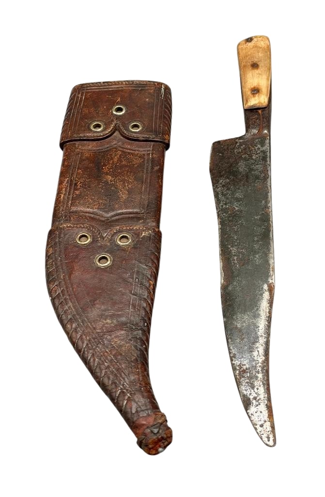 Antique Hand Forged Bone Handled Knife With Sheath (1 of 8)