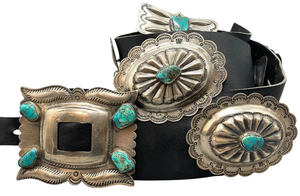 Circa 1950s To 1960s Sterling Silver And Nice Turquoise Concho Belt (1 of 14)
