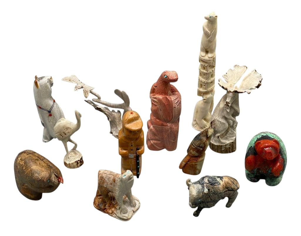 Zuni Carved Stone and Antler Fetishes By Weeka - Laate And Hattie Etc, (1 of 11)