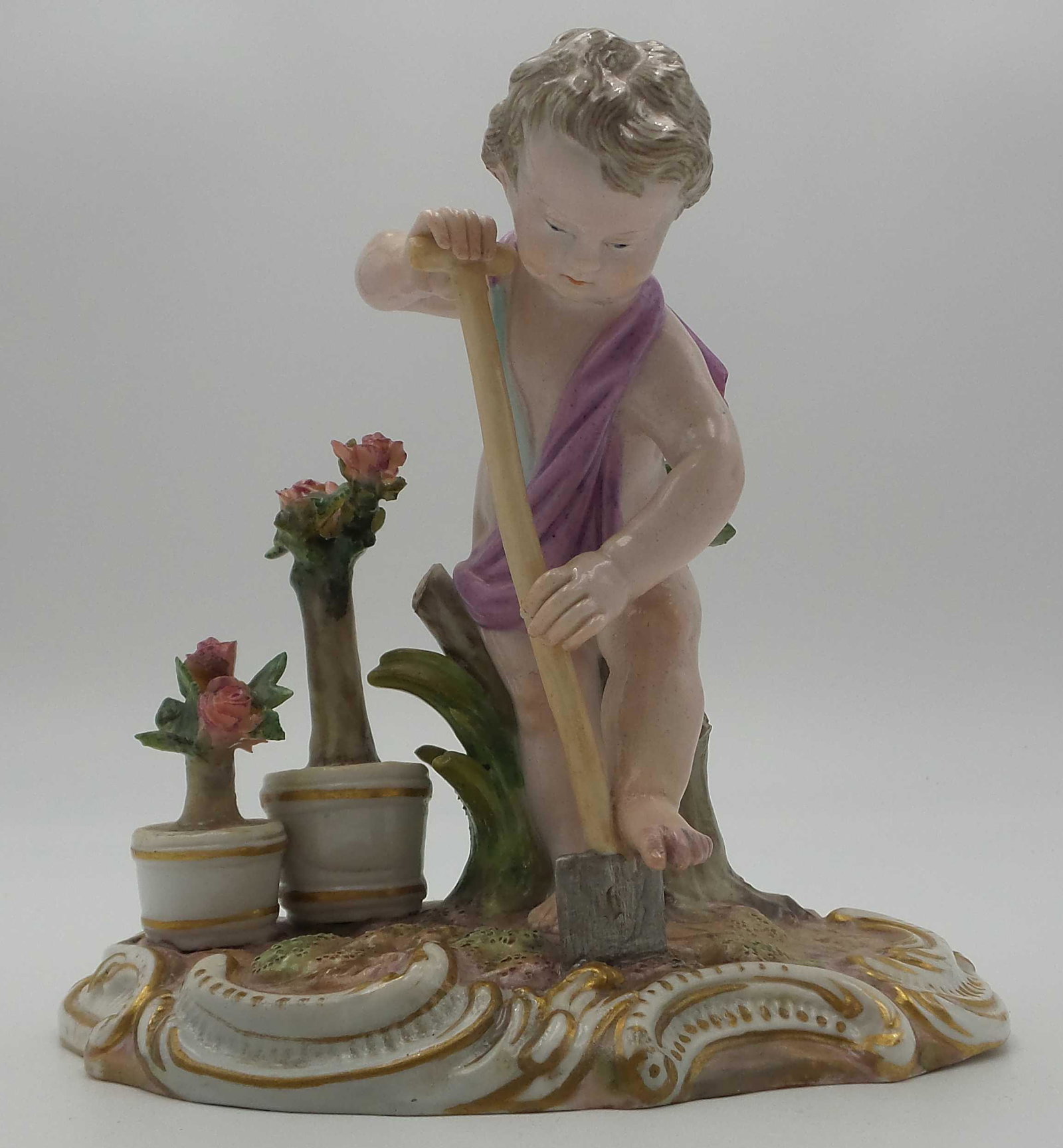 Antique MEISSEN Gardening Putto Porcelain Figurine (1 of 15)