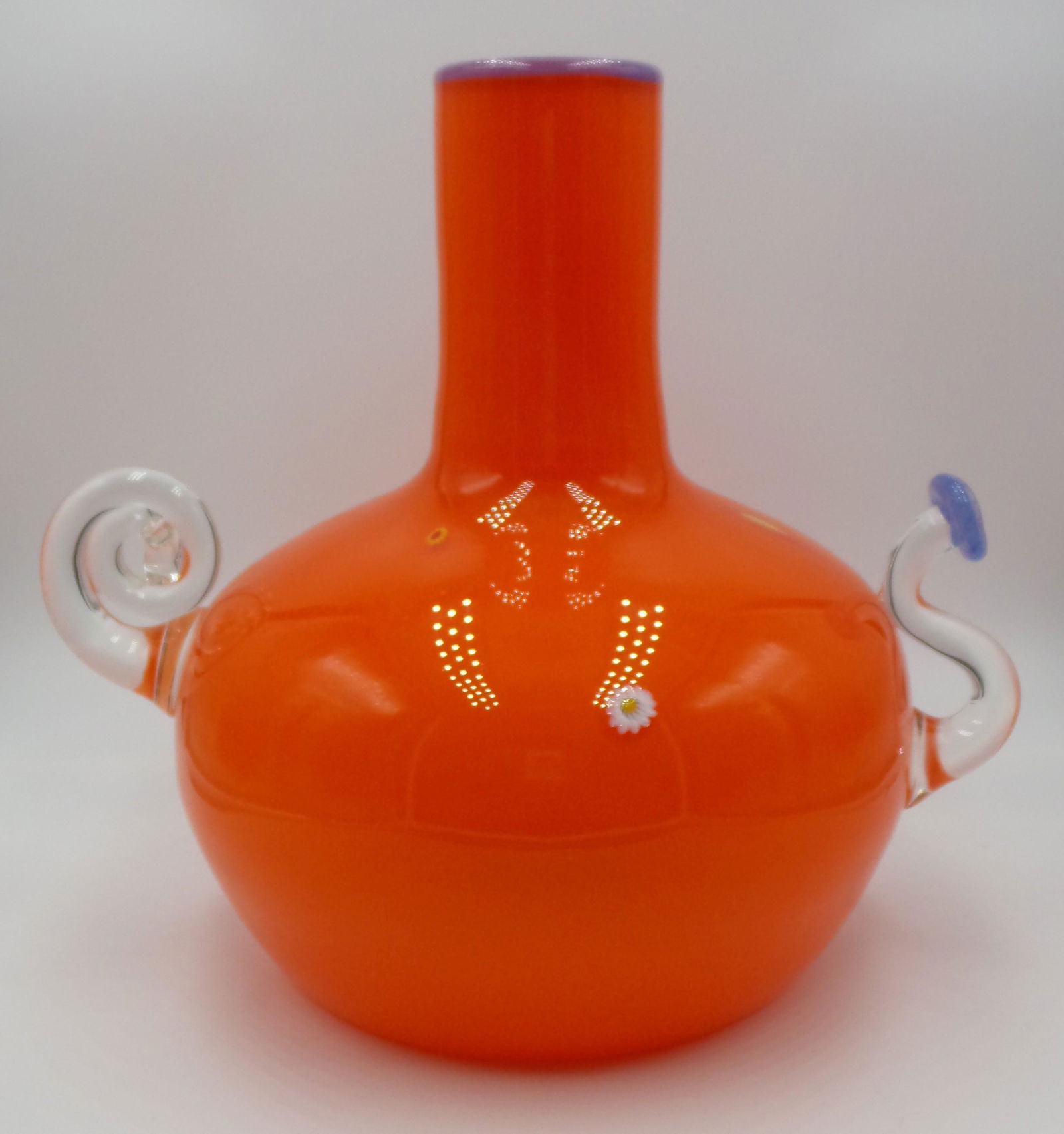 Vintage Mid-Century Orange Murano Art Glass Vase - Signed (1 of 15)