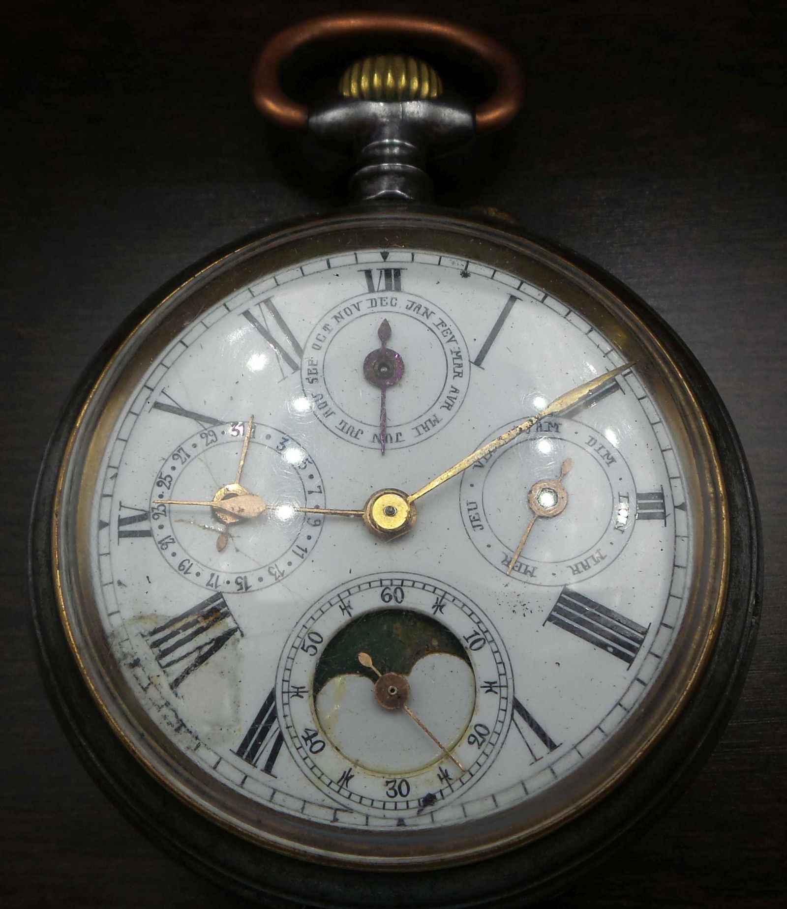 Antique Pocket Watch with Moonphase & Calendar (1 of 14)
