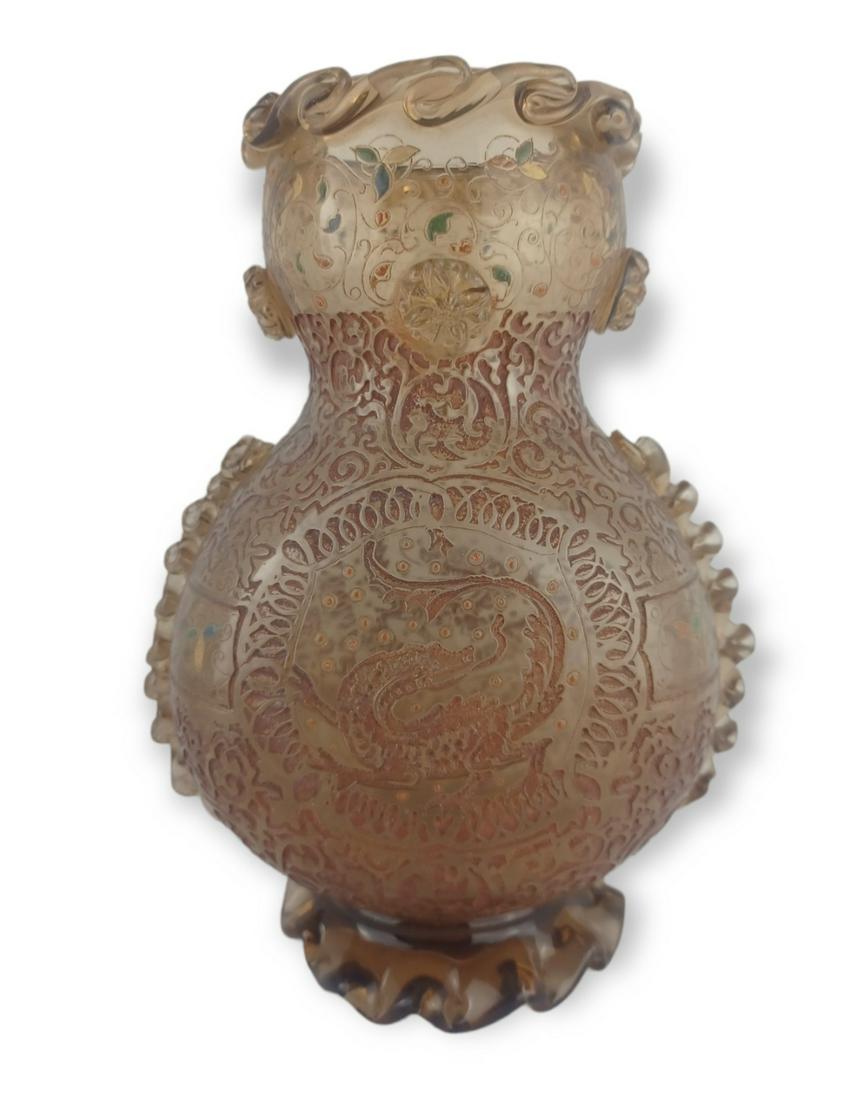 Unusual Carved Venetian Glass Vase with Lizard (1 of 9)