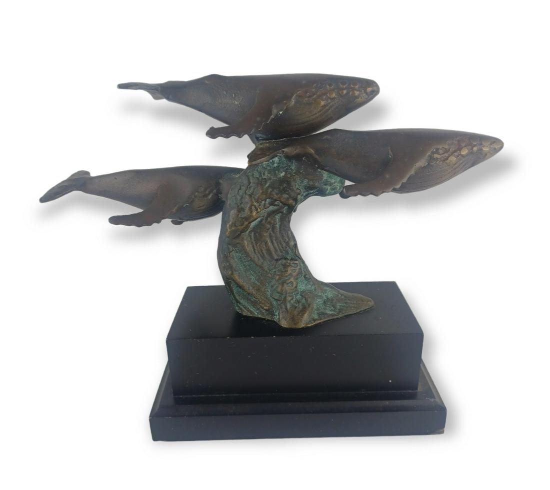 Vintage Sea Life Whales Bronze Sculpture (1 of 6)