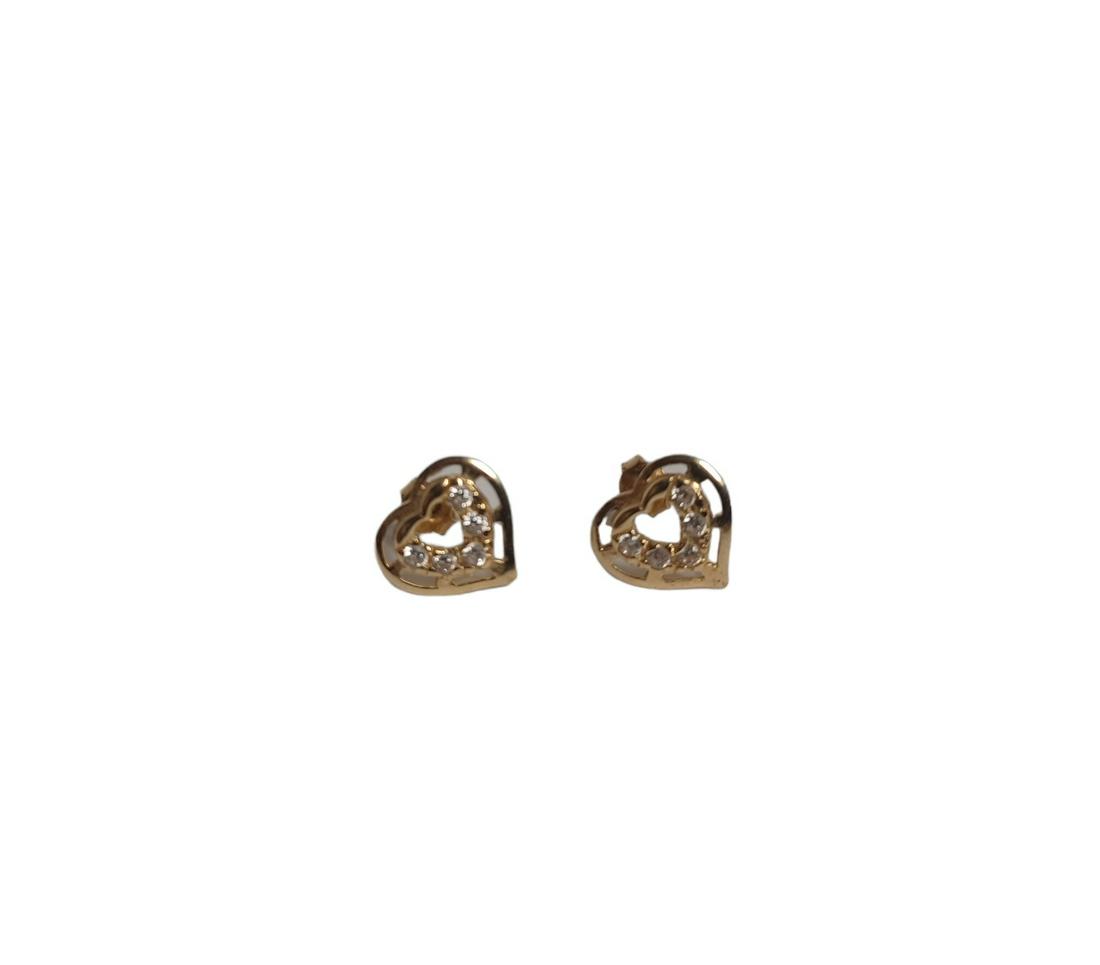 18K Gold & Diamond Heart Earrings (1 of 3)