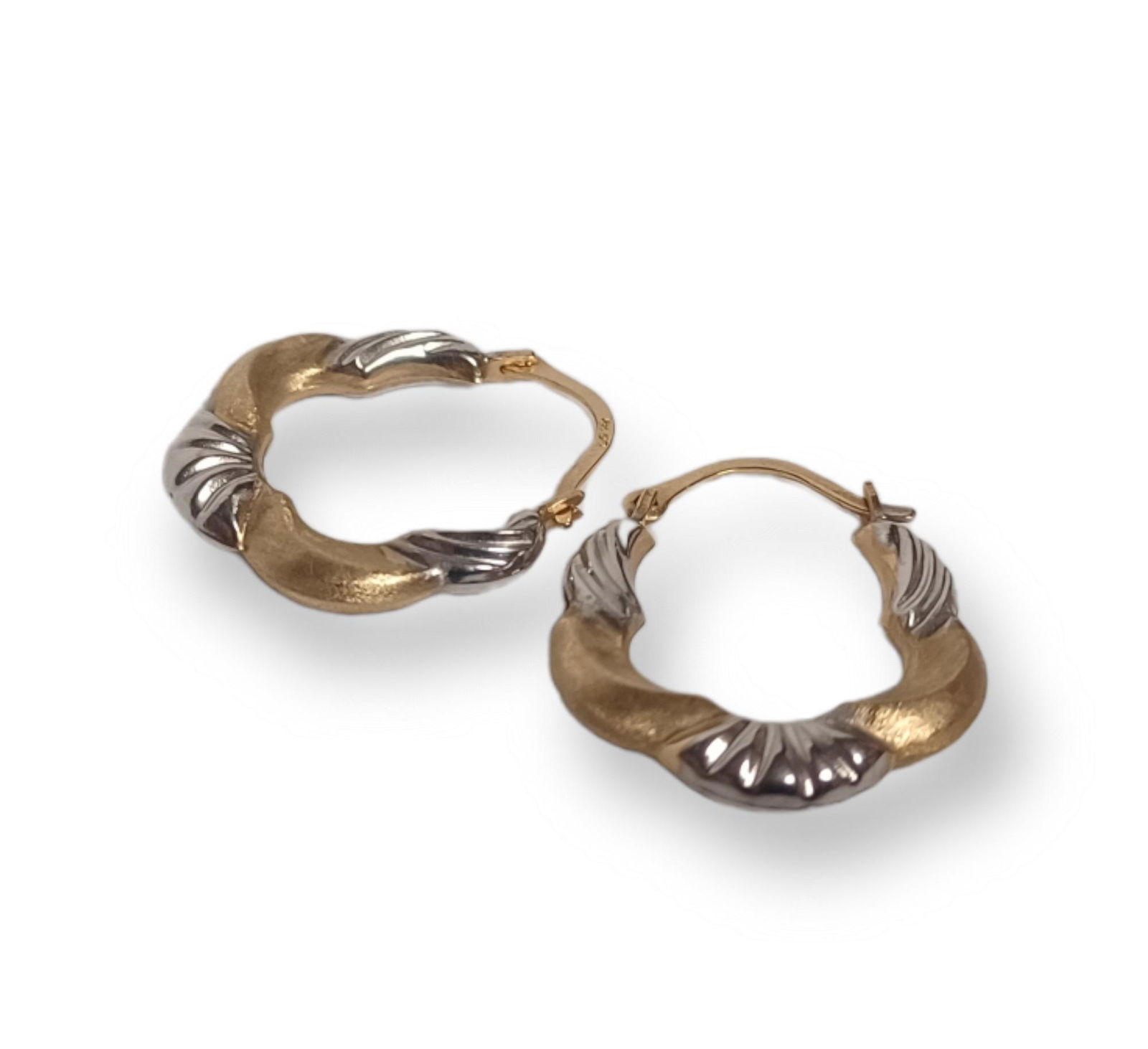 Vintage 14K Two Tone Gold Hoop Style Earrings (1 of 1)