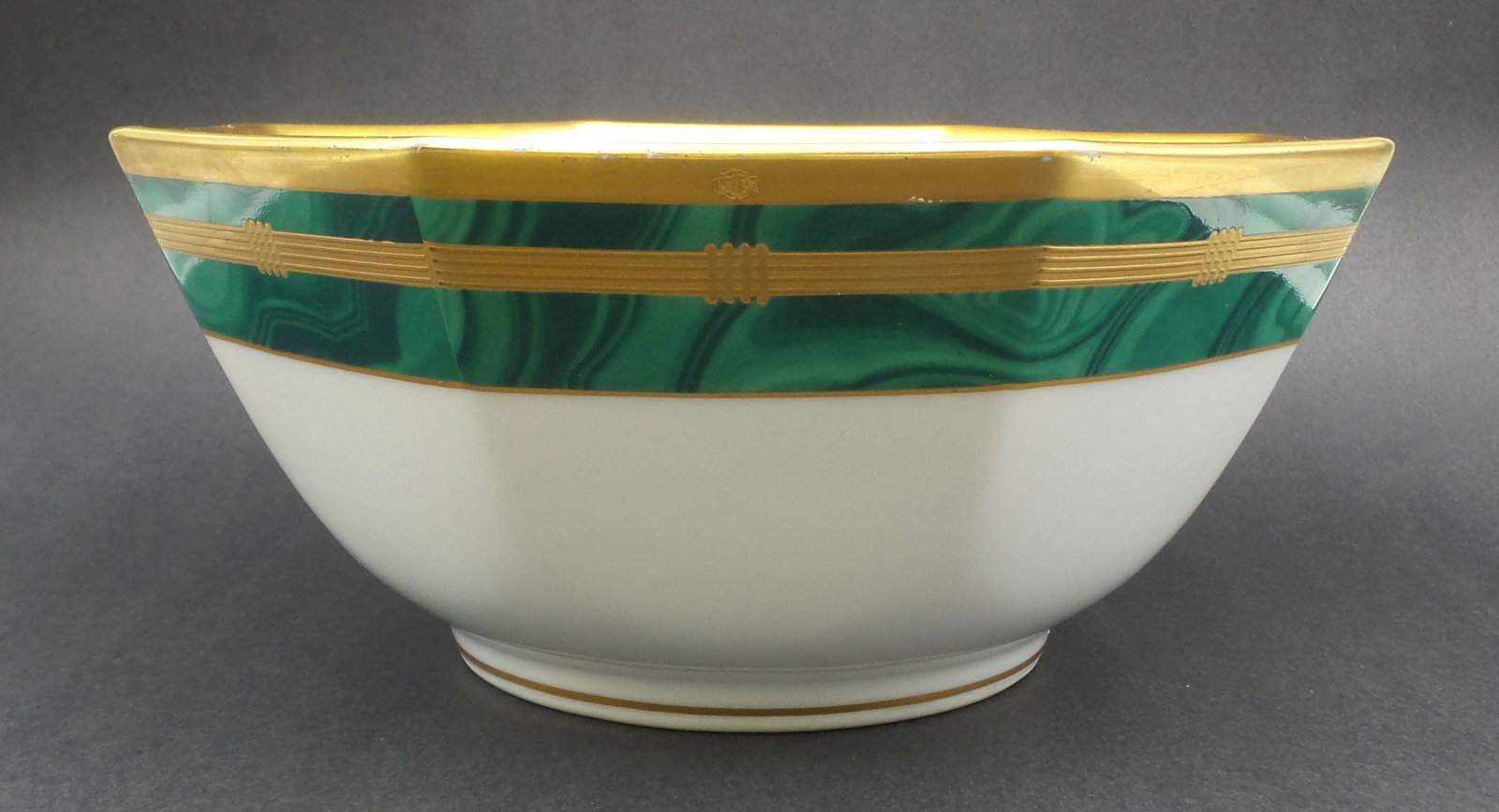 Vintage CHRISTIAN DIOR GAUDRON Malachite Porcelain Gold Painted Serving Bowl (1 of 8)