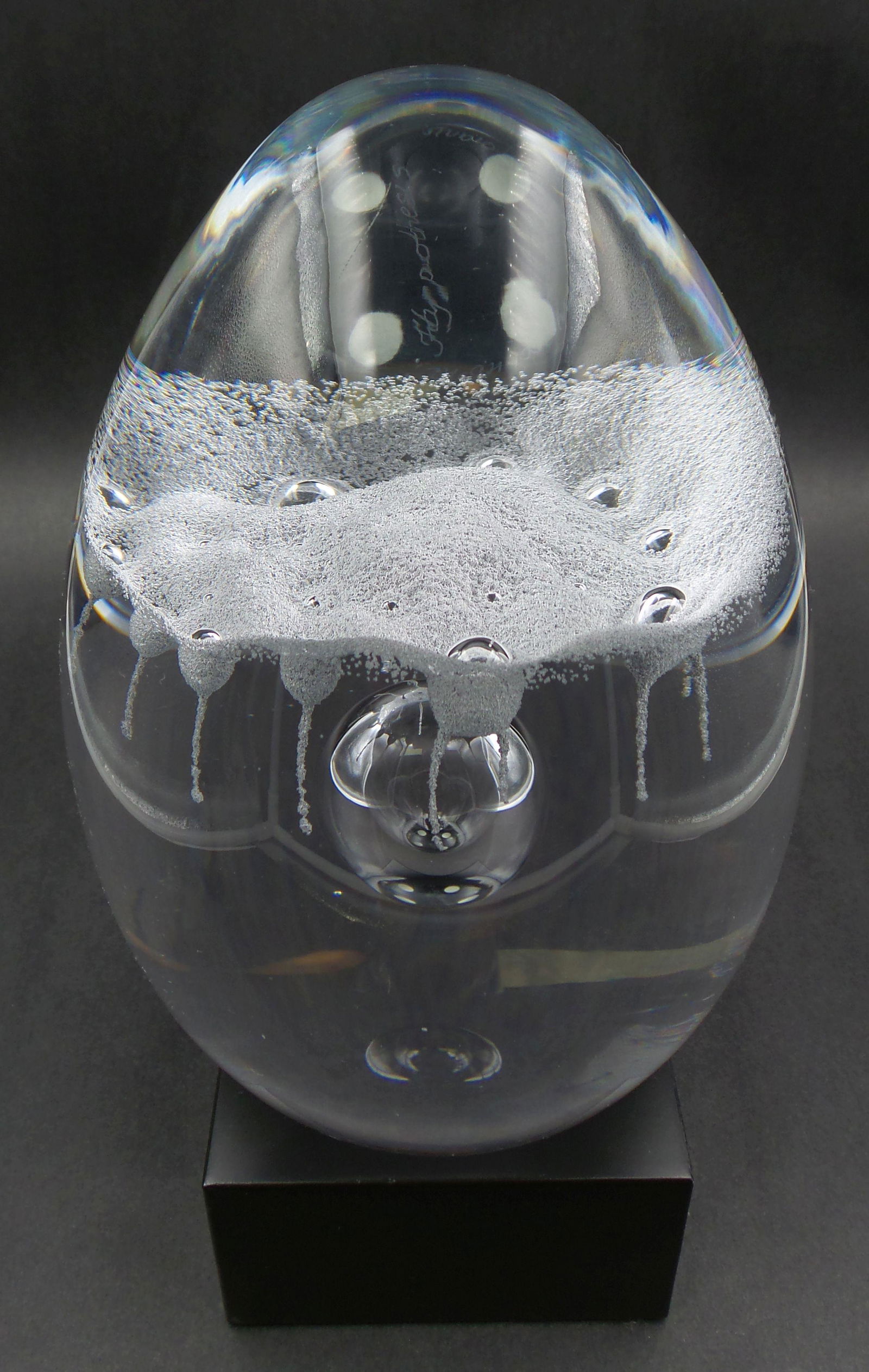 Vintage STUDIO AHUS Sweden "Hypothesis" Art Glass Egg on Stand (1 of 8)