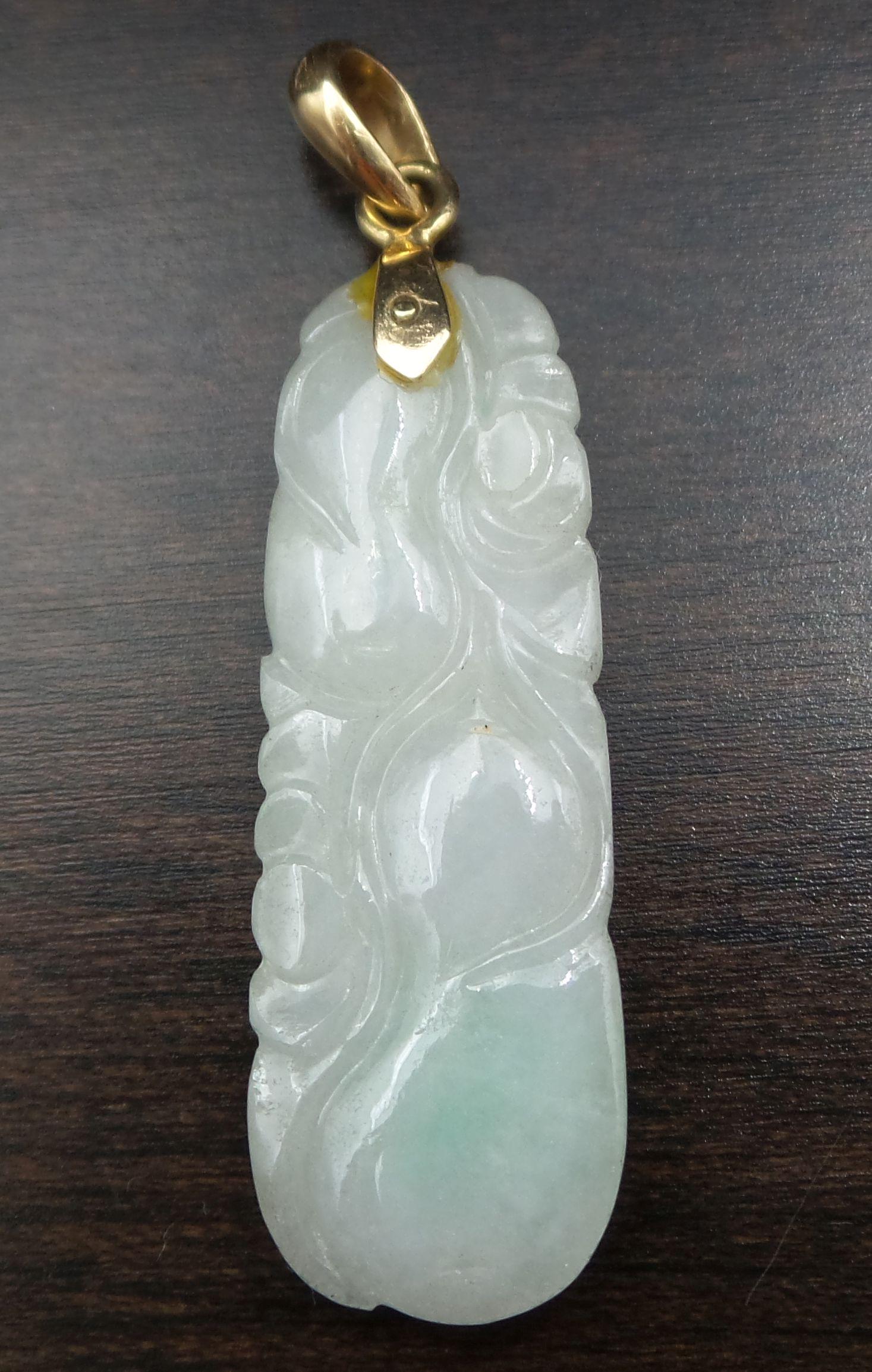 Antique 14K Gold & Hand Carved Jade Pendant (1 of 7)