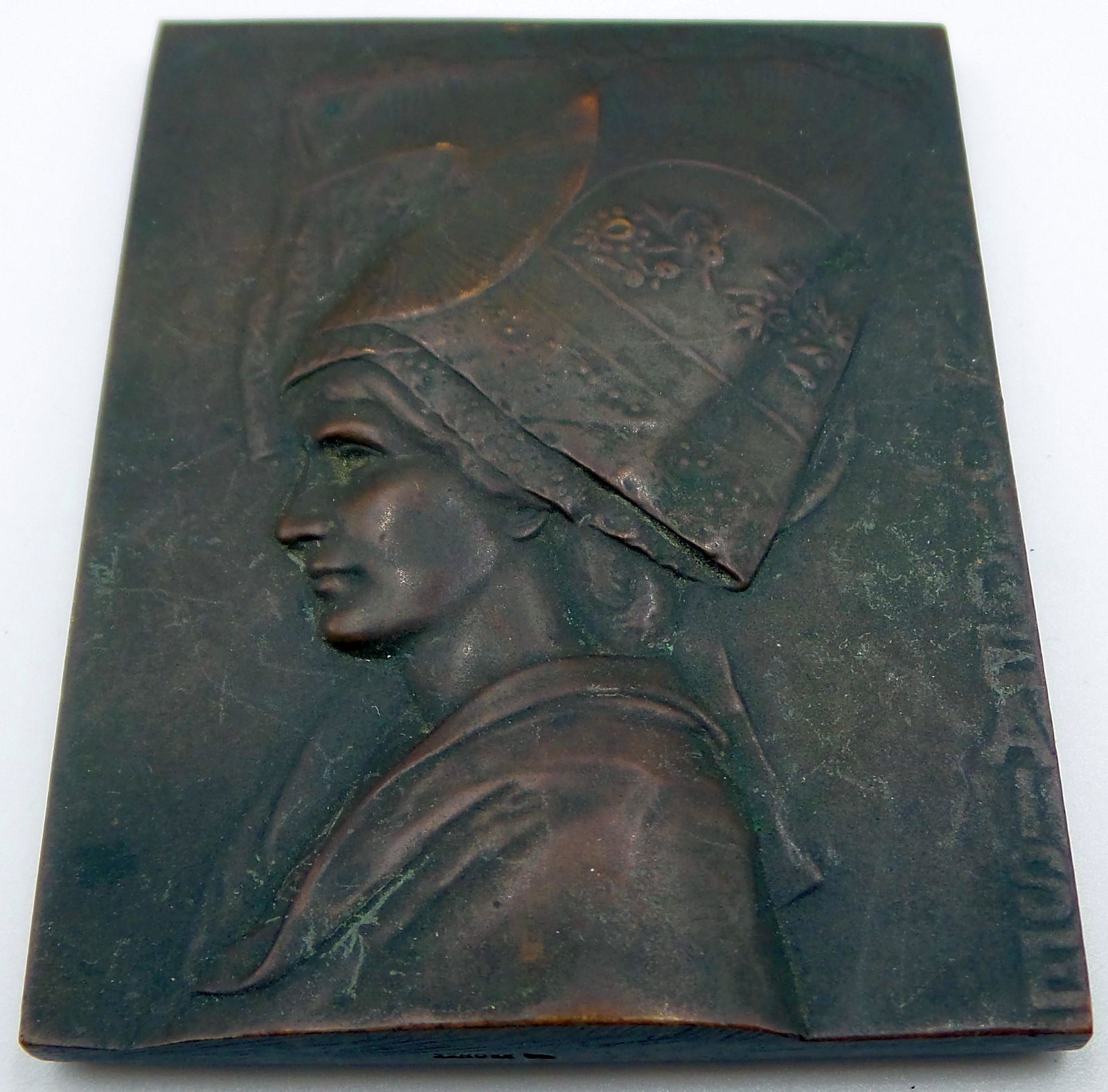Antique Art Nouveau Fench ERNESTA ROBERT-MERIGNAC Bronze Medal Plaque (1 of 14)