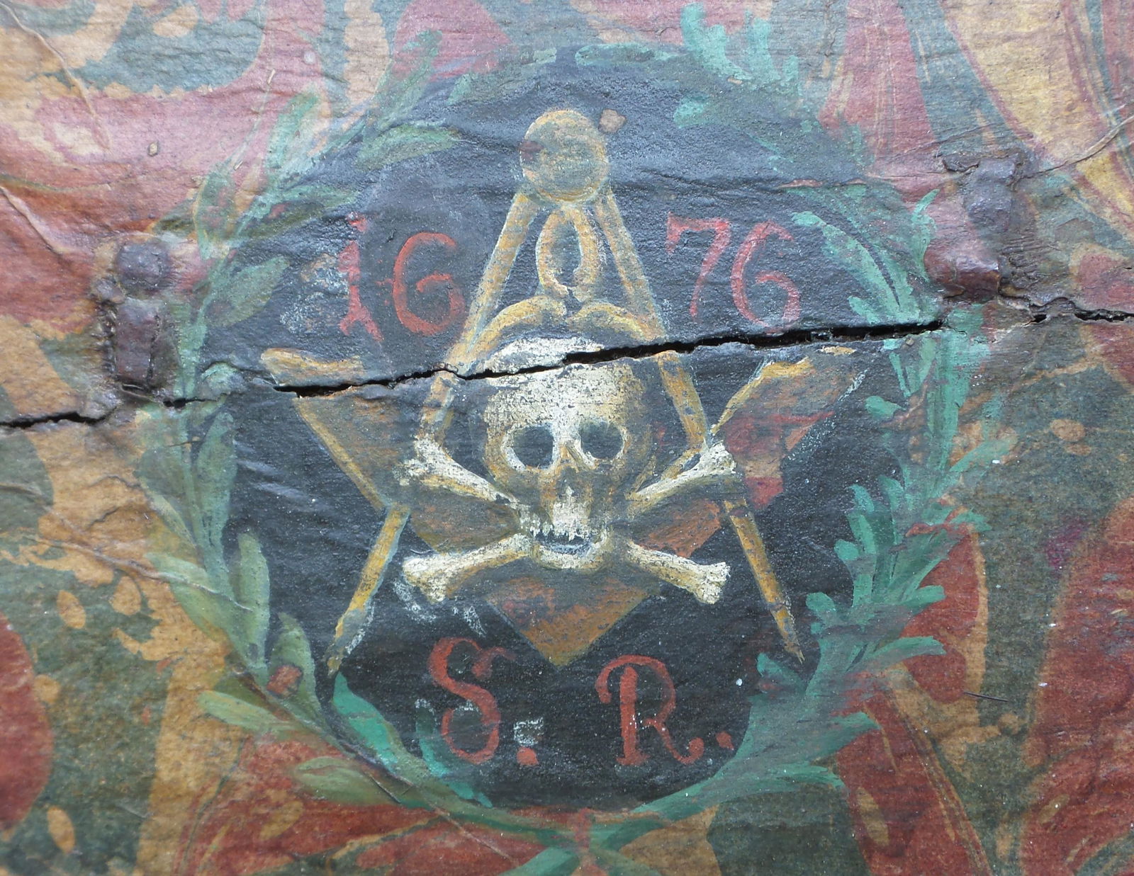 Antique 1676 Masonic Wood Box /w Secret Compartment (1 of 11)